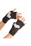 STKOOBQ Gants tricotés chauds pour femme - Couleur unie - Motif cœur - Demi-doigt manquant - Chaussettes pour femme C, A 