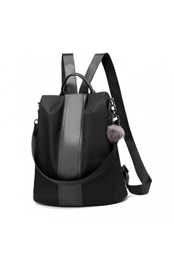 PINCNEL Sac à dos Antivol Nylon Imperméable à l’eau Pour Femme Léger Pour Style Japonais Sac à Bandoulière Cuir Grand Noir