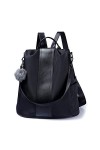 PINCNEL Sac à dos Antivol Nylon Imperméable à l’eau Pour Femme Léger Pour Style Japonais Sac à Bandoulière Cuir Grand Noir