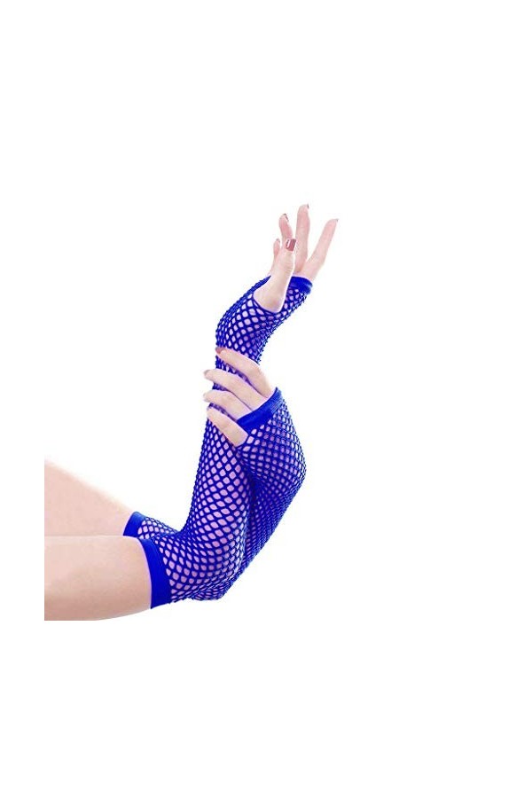 Gants longs en maille Punk Rave - Pour femme - Noirs - Sans doigts - En dentelle - Longueur du coude avec trou pour le pouce,