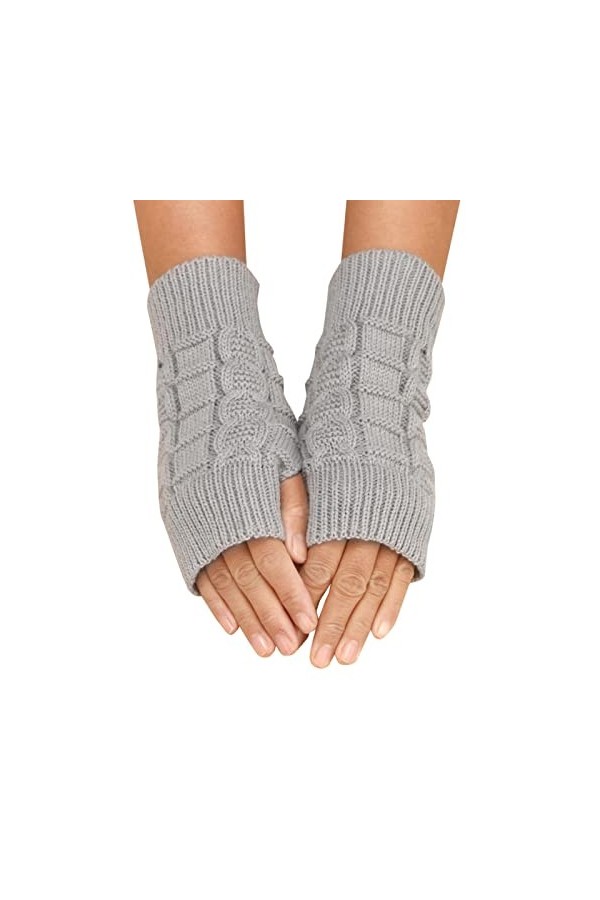 Mitaines sans doigts pour femme - Chauffe-bras - Mitaines dhiver - Chaudes - En tricot - Sans doigts - Chauffe-mains, Gy1., 