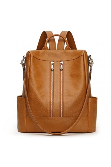 S-ZONE Sac à Dos En Cuir VéRitable Pour Femmes Mode Sac à Dos Antivol Dames Sac à BandoulièRe Taille Moyenne