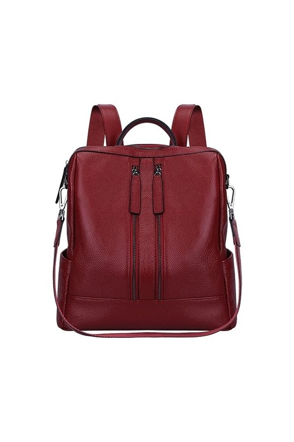 S-ZONE Sac à Dos En Cuir VéRitable Pour Femmes Mode Sac à Dos Antivol Dames Sac à BandoulièRe Taille Moyenne