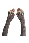 Tricotés Longues Gants Femme, Souple Mitaines En Tricot Chaud Fingerless Beige
