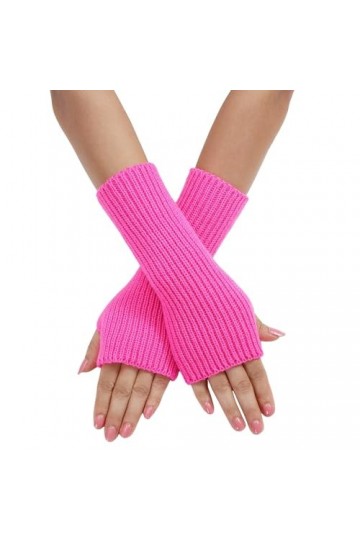 Manchettes pour femme - Mitaines tricotées - Unisexe - Chauffe-bras longs - Avec trou pour le pouce - Chauffe-bras en tricot 