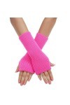 Manchettes pour femme - Mitaines tricotées - Unisexe - Chauffe-bras longs - Avec trou pour le pouce - Chauffe-bras en tricot 