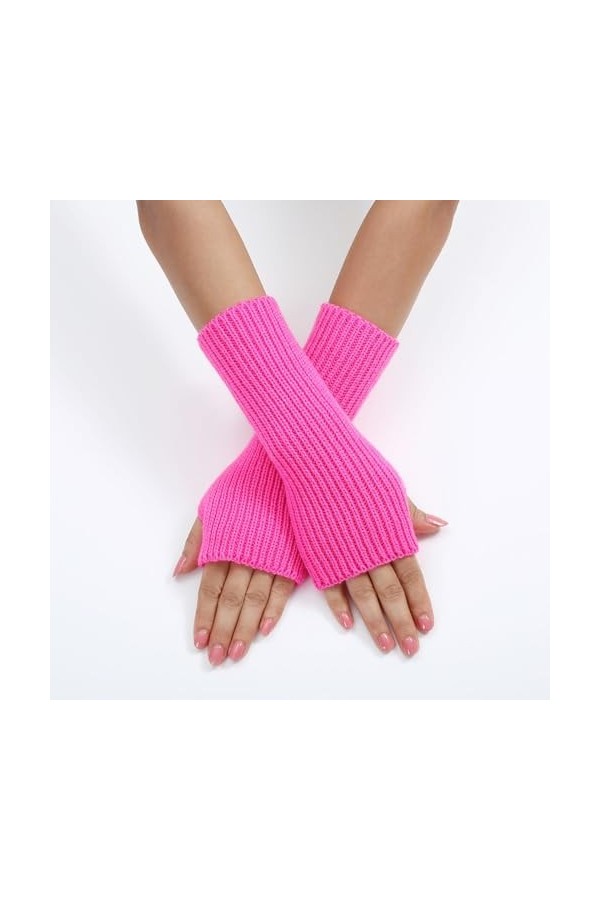 Manchettes pour femme - Mitaines tricotées - Unisexe - Chauffe-bras longs - Avec trou pour le pouce - Chauffe-bras en tricot 