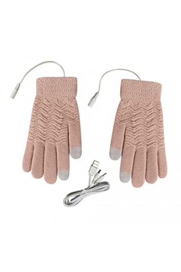 Gants électriques tactiles à 5 doigts USB chauffants pour femme - Isolation par temps froid, kaki, taille unique