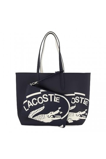 Lacoste Femme Impression sur Toile enduite réversible Sac fourre-Tout, Bleu, L