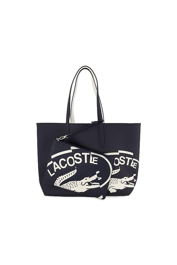 Lacoste Femme Impression sur Toile enduite réversible Sac fourre-Tout, Bleu, L