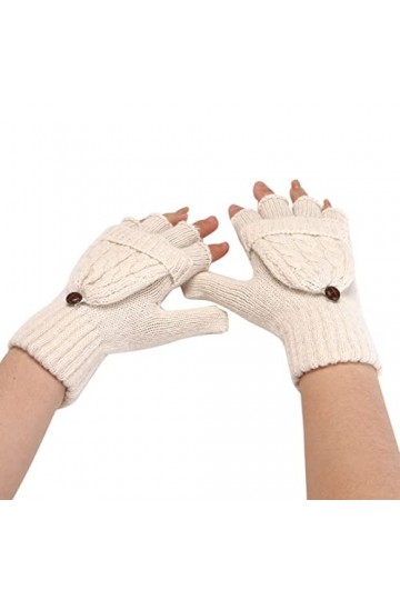 Mitaines dhiver tendance en tricot de couleur unie avec bouton à rabat mignon à double usage pour femme, isolées par temps f