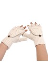 Mitaines dhiver tendance en tricot de couleur unie avec bouton à rabat mignon à double usage pour femme, isolées par temps f