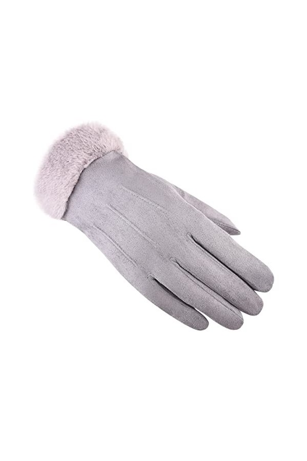 Gants dhiver de Femme Suédé Poils Hiver Chaud Epais Mouffle Ecran Tactile Doublure Polaire Confortable Conduite Jogging Exté