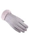 Gants dhiver de Femme Suédé Poils Hiver Chaud Epais Mouffle Ecran Tactile Doublure Polaire Confortable Conduite Jogging Exté