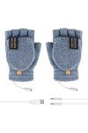 Mitaines chaudes en tricot pour ordinateur portable - Pour femme - Avec port USB - Pour lhiver et lhiver, Blue, taille uniq