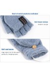 Mitaines chaudes en tricot pour ordinateur portable - Pour femme - Avec port USB - Pour lhiver et lhiver, Blue, taille uniq