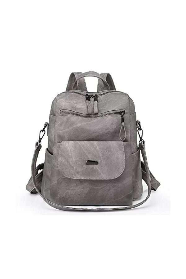 WYFJNX Sac à dos en cuir synthétique pour femme - Tendance - Multifonction - Sac à main pour femme - Sac à dos de voyage, caf
