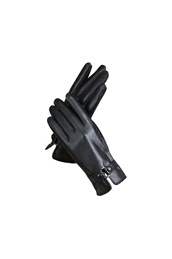 OBiQuzz Gants dhiver en cuir synthétique pour femme - Avec nœud papillon - En polyuréthane - Argenté, a, taille unique