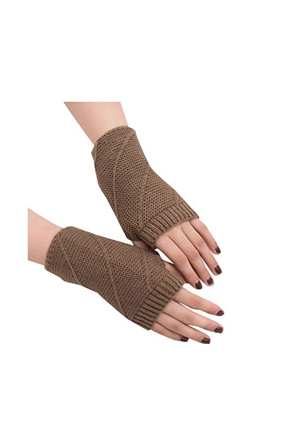 Mitaines tricotées pour femmes par temps froid, gants dhiver pour fille, gants chauds et doux, kaki, taille unique