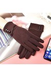 Gants à boutons chauds et tendance pour lhiver - Pour femme, marron, taille unique