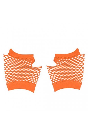 WinvOx Gants de nuit courts pour femme - En maille - Pour fête - Années 80 - Pour temps froid, Orange, taille unique