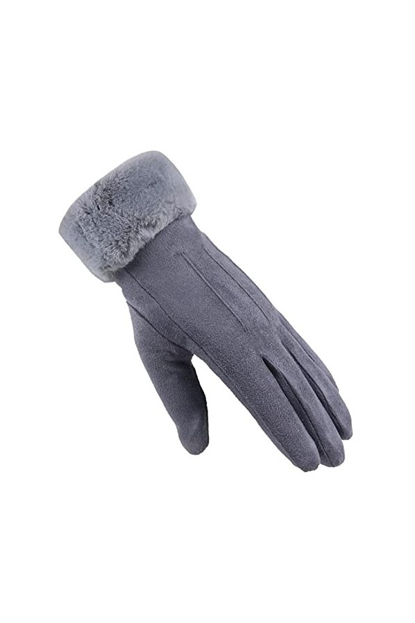 Gants chauds tendance pour femme - Pour lextérieur - Équitation, conduite - Couleur unie - En polaire - Antidérapants - Pour