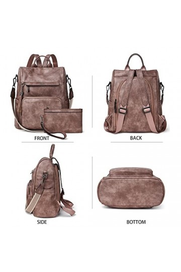 Shrrie Sac à dos pour femme en cuir antivol Sac à dos de voyage Sac à bandoulière pour femme, 2-1 Taupe, Voyage