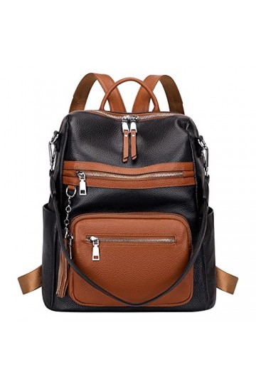 ALTOSY Sac à dos en cuir véritable pour femme Grand sac à bandoulière avec compartiment pour ordinateur portable Plusieurs po