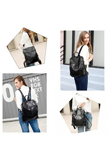 AILLOSA Sac à dos Sac à Main Pour Femmes Mode école PU cuir Portefeuille et Sacs à Main Sacs à Bandoulière Nylon Antivol Sac 