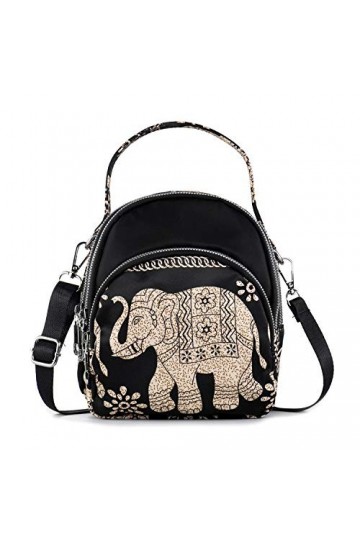 LaRechor Femmes Petit Sacoche Sac à Bandoulière Mini Sac à Dos Nylon Pochette de Feuilles Colorées de Mode Soirée Voyage Jour