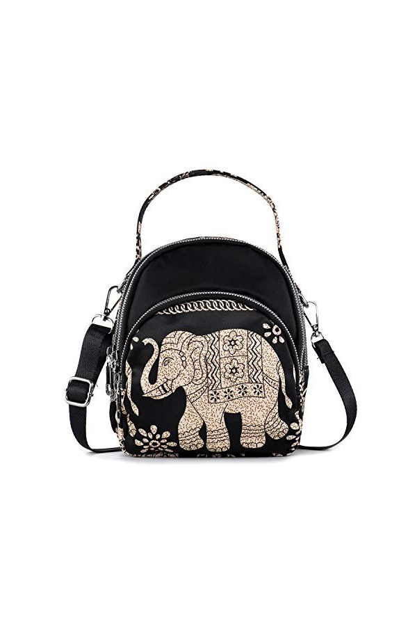 LaRechor Femmes Petit Sacoche Sac à Bandoulière Mini Sac à Dos Nylon Pochette de Feuilles Colorées de Mode Soirée Voyage Jour