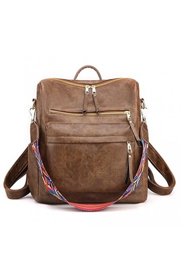 ZOCILOR Sac à dos mode sacs portés dos pour femme, Satchel convertible et sac à main, en cuir PU, idéal pour voyage et chic C