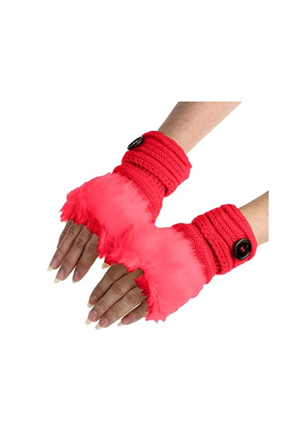 Gants mitaines pour femme par temps froid, fausse fille, sans doigts, gants dhiver en forme de lapin, gants chauds en peluch