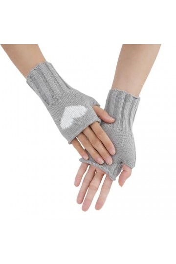 Gefomuofe Gants longs sans doigts avec trou pour le pouce - Gants dhiver en tricot - Mitaines pour homme et femme, a gris, t