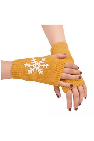 Mitaines en tricot doux pour femme - Pour garder au chaud - Pour lhiver, jaune, taille unique