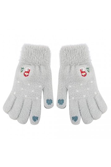 Luckywaqng Gants épais imitation laine vison écuries gants thermiques femmes hiver Noël écran tricoté équipement de sports d