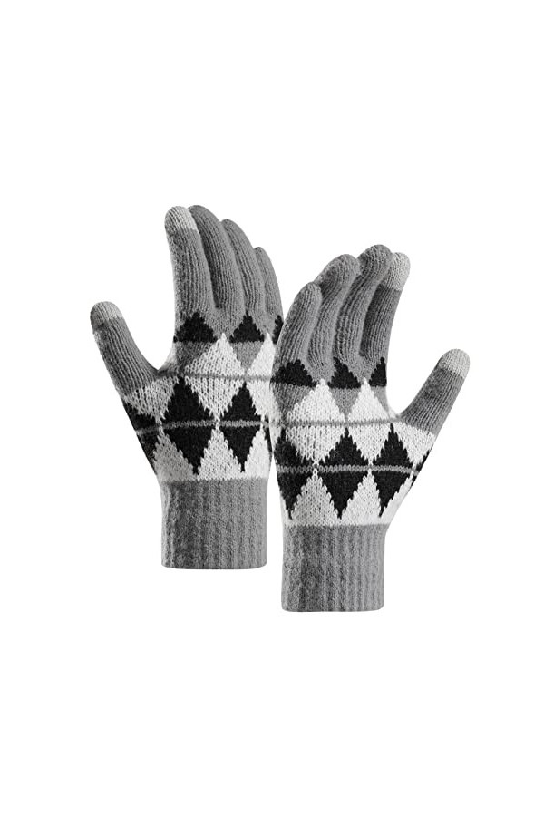 TDEOK Costume de danse du ventre pour femme - Gants dhiver chauds en tricot - Manchette élastique - Gants en cuir - Doublure