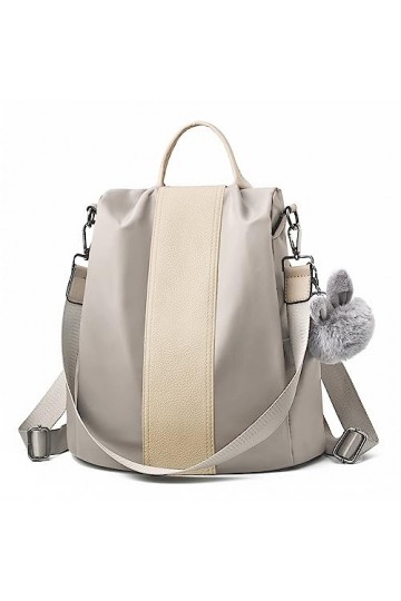 Charmore Sac à dos pour femme en nylon imperméable, sac décole, sac à dos antivol, kaki clair, M