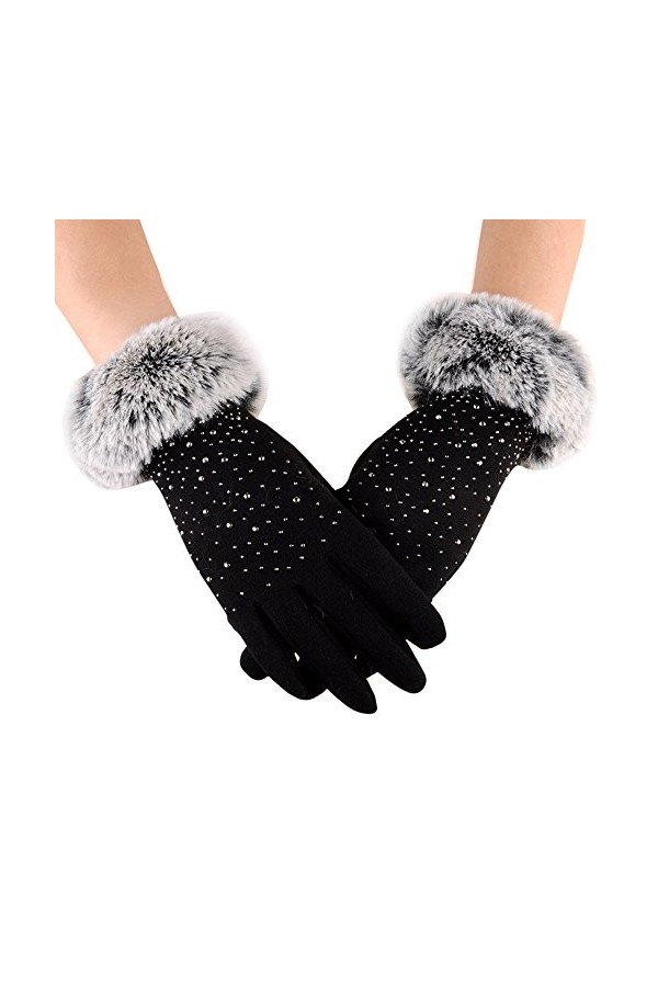 Skang Gants Chaud Femmes Gants Chauffants dhiver en Cotton Plein-Doigt Gants à écran Tactile Chauds Touch Screen Gloves