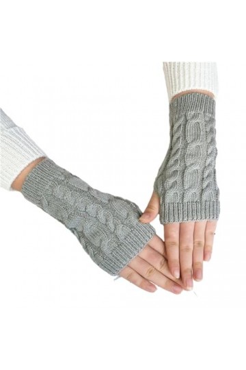 Tuelaly Gants unisexes tricotés dhiver chauds demi-doigts de couleur unie élastiques antidérapants avec pour homme et femme,