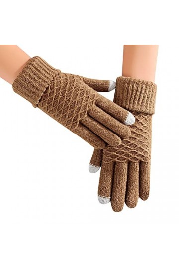 Gefomuofe Gants tricotés pour femme avec dégradé de couleur - Gants dhiver ombrés - Gants pour écran tactile - Automne et hi