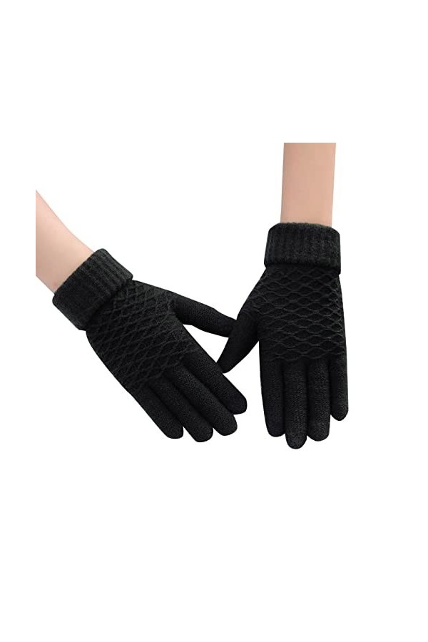 Gefomuofe Gants tricotés pour femme avec dégradé de couleur - Gants dhiver ombrés - Gants pour écran tactile - Automne et hi
