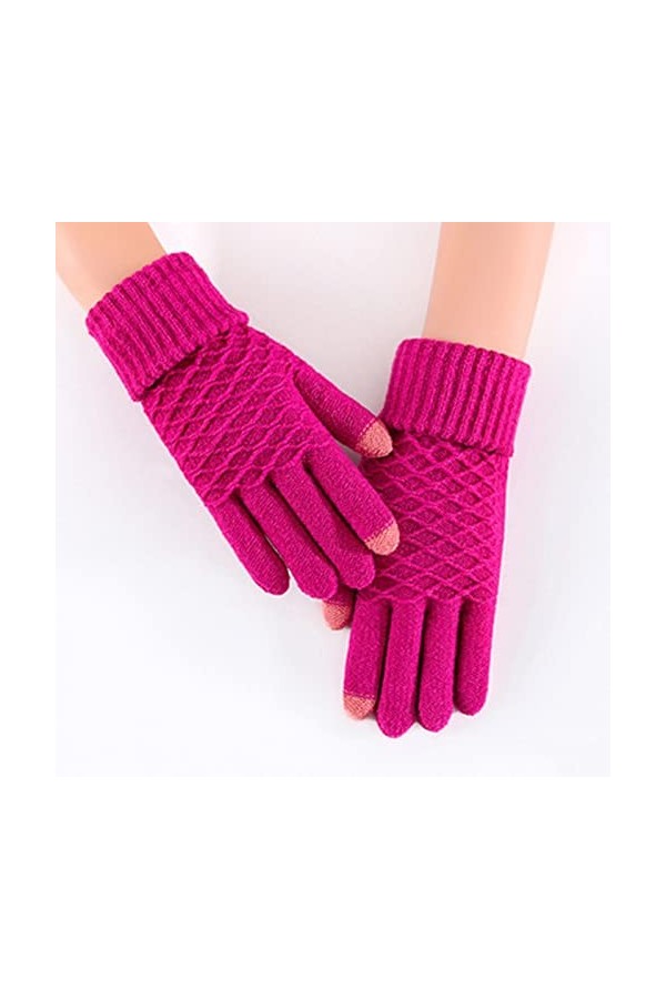 Gefomuofe Gants tricotés pour femme avec dégradé de couleur - Gants dhiver ombrés - Gants pour écran tactile - Automne et hi