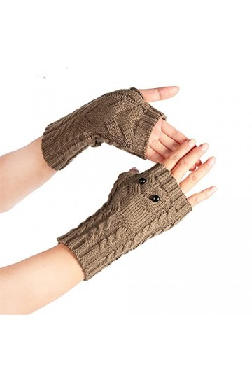 Mitaines pour femme par temps froid mignonnes en tricot solide pour femme - Demi-gants à motif décontracté - Mitaines pour ho