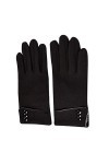 Gants à boutons chauds et tendance pour lhiver - Pour femme, Noir , taille unique