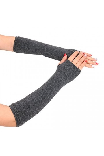 TDEOK Bandeau Rouge Hiver Mitaines Tricotées Gants Chauds Poignet Main Manches Longues Mitaines Manchettes Bras Femme Coton, 