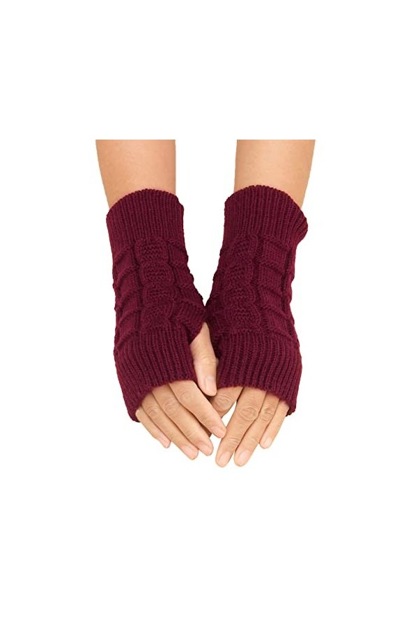 IQYU Gants Femmes Décontracté Automne et Hiver Simple Modèle de Vernis Normal Tricoté Mitaines Mitaines Mitaines Dentelle Crè