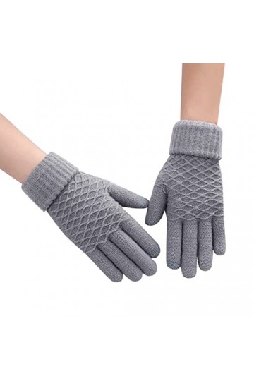 Gefomuofe Gants tricotés pour femme avec dégradé de couleur - Gants dhiver ombrés - Gants pour écran tactile - Automne et hi