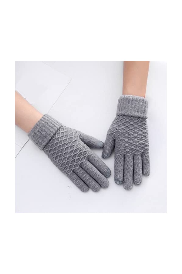 Gefomuofe Gants tricotés pour femme avec dégradé de couleur - Gants dhiver ombrés - Gants pour écran tactile - Automne et hi