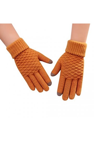 Gefomuofe Gants tricotés pour femme avec dégradé de couleur - Gants dhiver ombrés - Gants pour écran tactile - Automne et hi